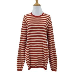 J McLaughlin Sweater Womens L Large Multi Linen Blend Striped Crew Long Sleeve